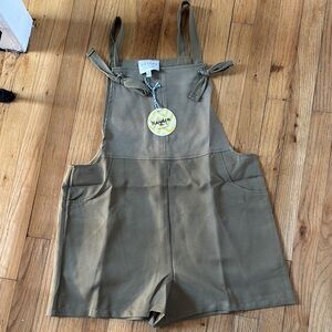 Hayden Los Angeles tan olive green shortall overalls medium NEW